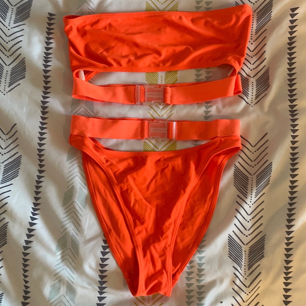 Orange buckle bikini